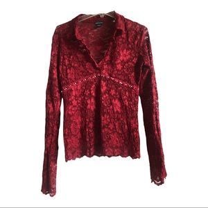 MODA INTERNATIONAL Red Lace Top